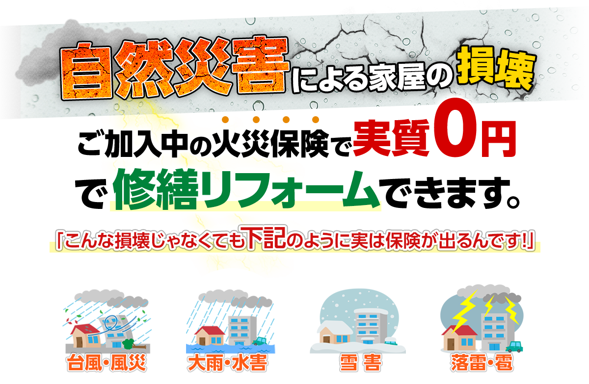 自然災害で生じた損壊の例