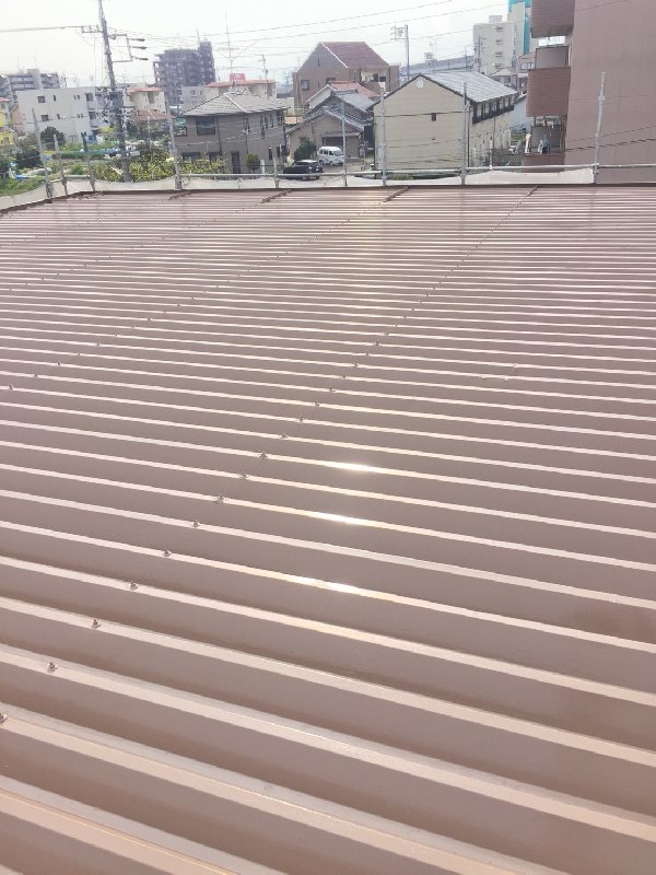 愛知県名古屋市中川区　倉庫　折板屋根塗装　施工完了