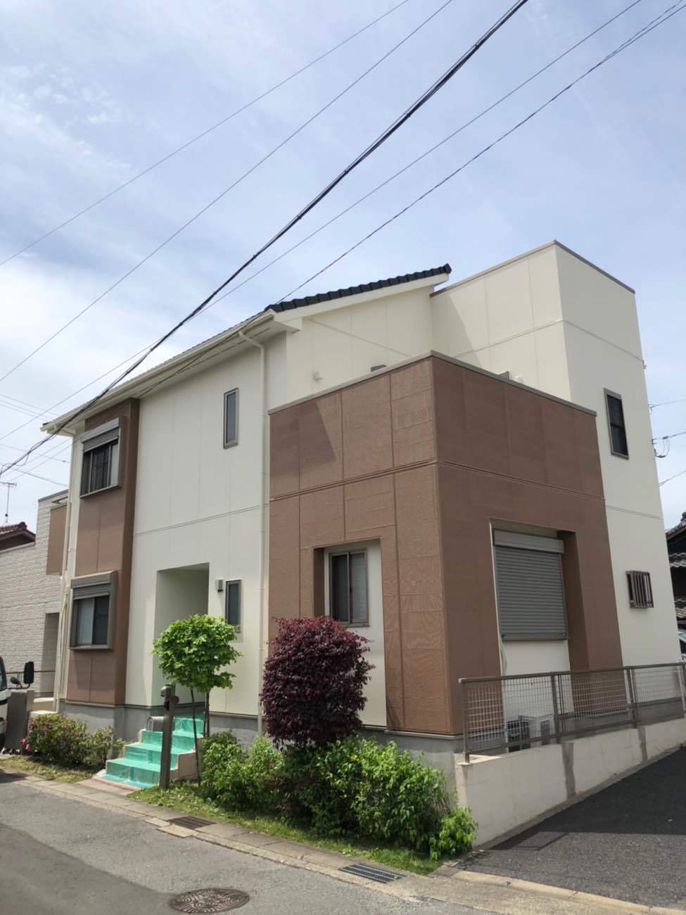 愛知県名古屋市中川区　外構塗装　全景　施工完了