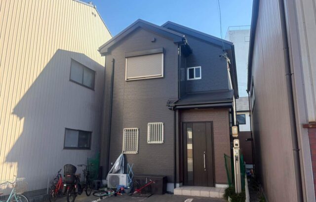 外壁塗装　超低汚染ﾘﾌｧｲﾝ弾性1000MS-IR　ｳｨｻﾞｰﾄﾞｺｯﾊﾟｰ　ｺｰﾋｰﾌﾞﾗｳﾝ　名古屋市中村区　施工事例　アートペインズ　アステックペイント　施工後